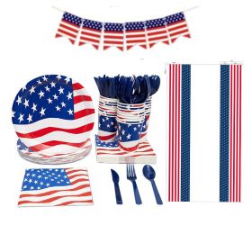 Party Supplies Dinnerware Set for July 4th Decorations; Patriotic Party; independence day Party Decoration include Plates;  Napkins;  Cups;  Tabl