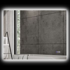 HOMCOM Dimmable Bathroom Mirror with Lights, 32" x 24" Backlit LED Mirror w/ Anti-Fog, Memory & Infinite Color Temperature