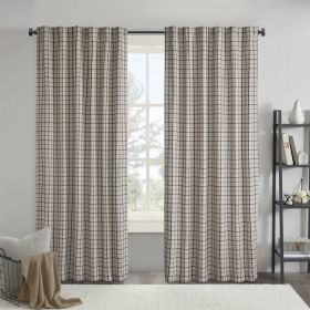 1PC 50x108" Plaid Rod Pocket and Back Tab Curtain Panel with Fleece Lining