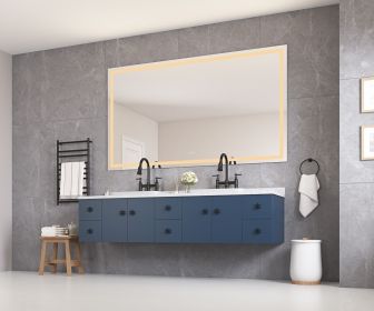 72 x 36 Inch LED Bathroom Mirror with Front and Backlight, Wall Mounted Vanity Mirror, Anti-Fog, Memory, 3 Colors, Stepless Dimmable