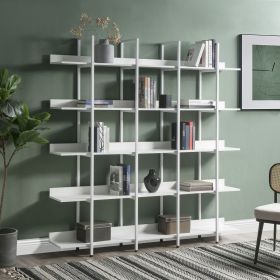 [VIDEO] 5 Tier Bookcase Home Office Open Bookshelf, Vintage Industrial Style Shelf with Metal Frame, MDF Board (Old Sku:WF286176AAK)