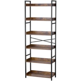 Metal Bookshelf Rustic Bookshelf 6-Tier for Living room Bedroom & Office