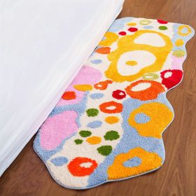 Colorful Cartoon Rugs, Colorful Flower Floor Mats, Cute and Beautiful Bedroom Rugs, Super Soft Bedroom Area Rugs, Non-Slip Quick Drying Long Bath