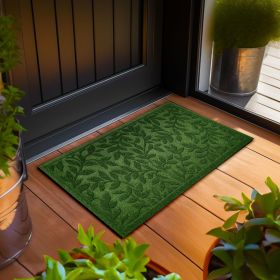 Home Entrance Green Leaves Door Mat Deluxe 17x29.5 in Absorbent Natural Rubber Non Slip Indoor Outdoor Easy Clean Beautiful Welcome Mats for Fron