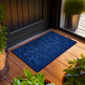 Home Entrance Blue Leaves Door Mat Deluxe 17x29.5 in Absorbent Natural Rubber Non Slip Indoor Outdoor Easy Clean Beautiful Welcome Mats for Front
