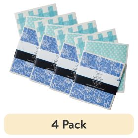 (4 pack) Reusable Kitchen Dish Cloth Towels 3 Pack, Blue Multi