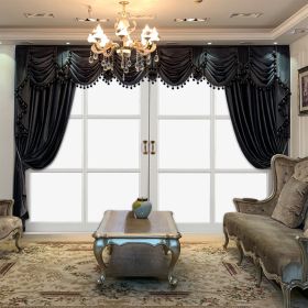 European Luxury Villa, Thick And Luxurious All-black Velvet Curtains, Living Room, Dining Room, Perfect Curtains. (Option: SGP2022113823)