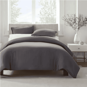 Serta Simply Clean Solid Duvet Cover Twin (Option: Style2)
