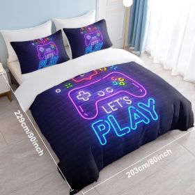 Gaming Duvet Cover Set Twin Full Queen King Size Video Game Controller Bedding Set, Boys Video Games Comforter Cover With 2 Pillow Shams, Bed Set (Option: Full-Blackish purple)