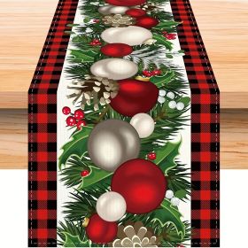 1pc Christmas Table Runner, Red And Black Buffalo Check Plaid Pine Cone Merry Xmas Waterproof Stain Resistant Seasonal Winter Holiday Table Runne (size: 13inchX72inch)