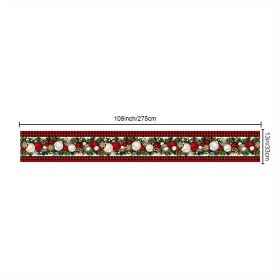 1pc Christmas Table Runner, Red And Black Buffalo Check Plaid Pine Cone Merry Xmas Waterproof Stain Resistant Seasonal Winter Holiday Table Runne (size: 13inchX108inch)