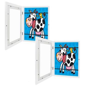Kids Art Frame Front Opening Wooden Frame Artwork Display Storage Frame Picture Frame Wall Display for Photo Art Projects Picture Children Drawin (Color: White, size: A4)