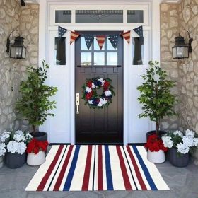 "American Flag Doormat - Patriotic USA Flag Welcome Mat, Non-Slip Indoor/Outdoor Front Door Rug, Veterans Day Gift (Color: 24"x 16")