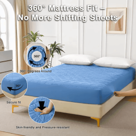 Diamond Grid Ultrasonic Waterproof Mattress Protector (Option: Light blue-Twin)